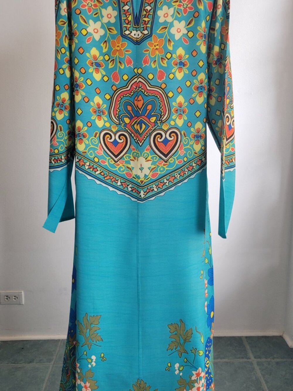 Tiana B Turquoise Paisley Print Long Sleeve Maxi Dress - Picture 3 of 16